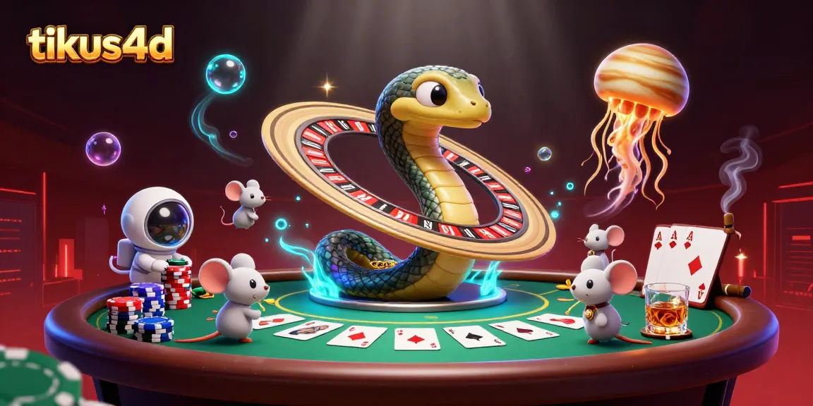 Engage in thrilling bets with tikus4d surrounded by vibrant cosmic gaming elements and cartoon characters.