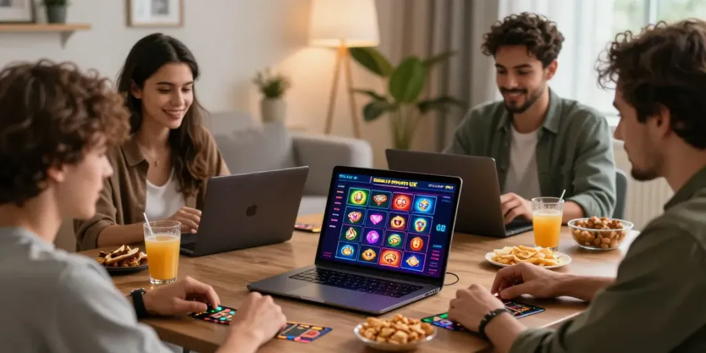 Engaging moment at a non gamstop uk casino with players enjoying online games.