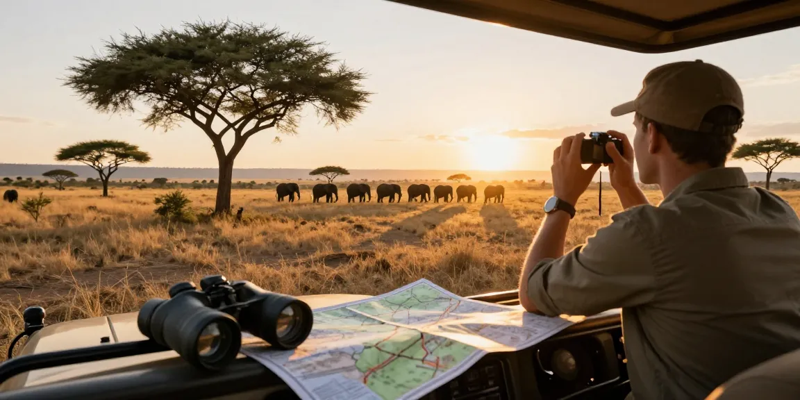 NAGA2000 traveler witnessing wildlife at Kidepo Valley National Park during sunset, capturing the essence of safari adventures.