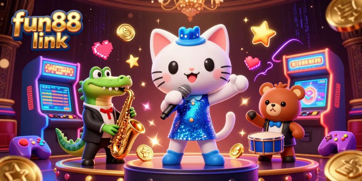 Engage in gaming excitement with the fun88 link and lively characters in a vibrant casino atmosphere.