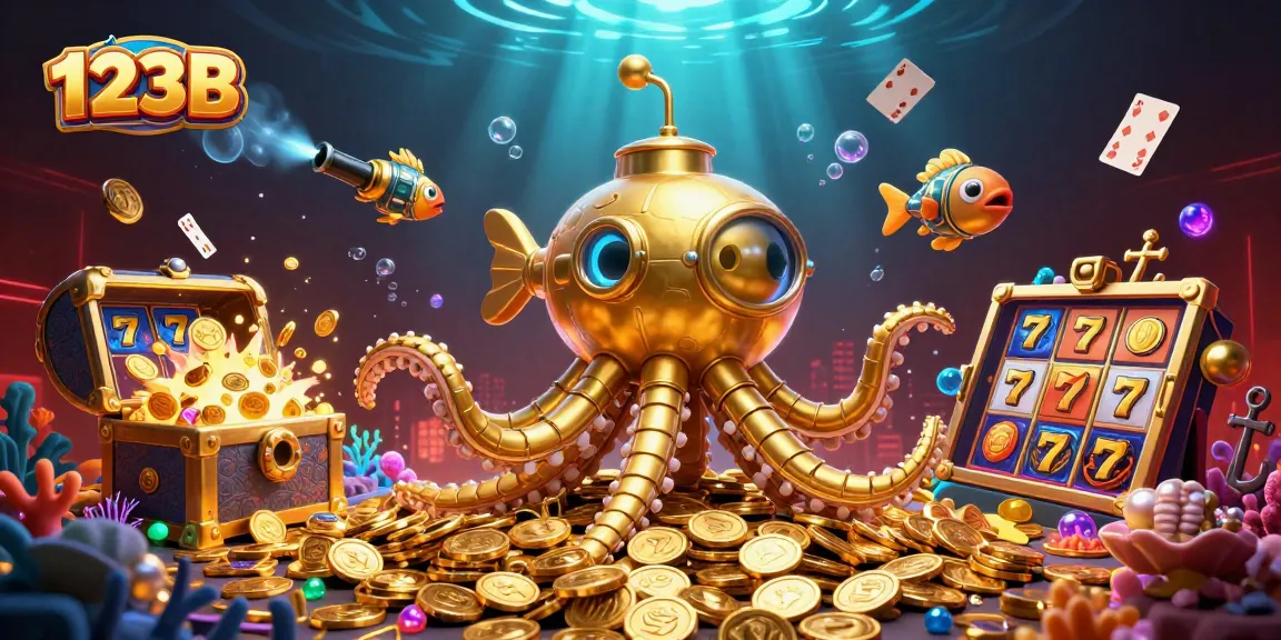 Engage with 123B's dynamic gaming scene featuring golden kraken and vibrant slot elements.