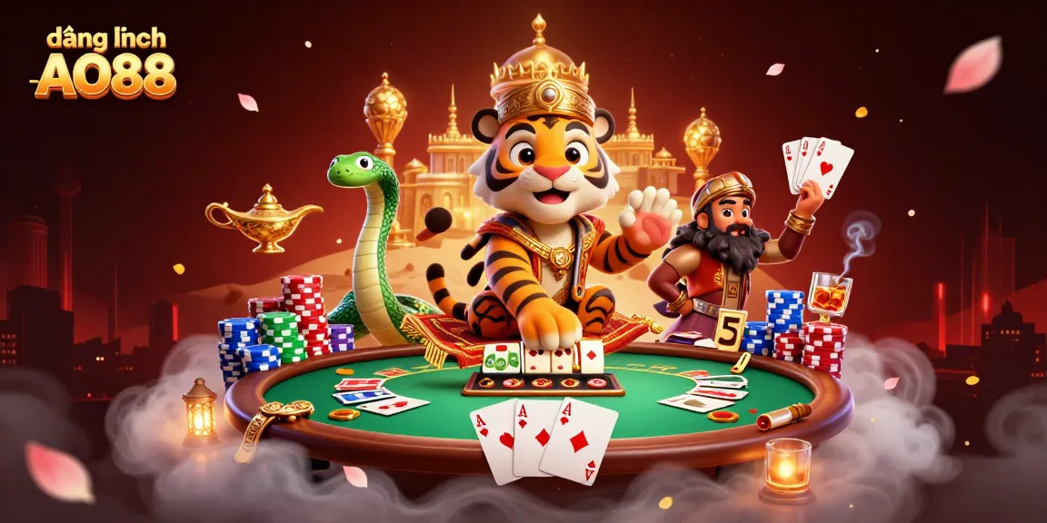 Engage in thrilling gameplay with đăng nhập AO88, featuring an Arabian Nights-themed casino illustration.