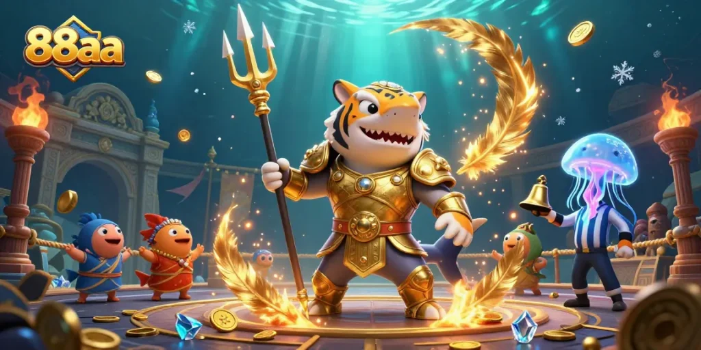 Experience thrilling wins with 88aa in an underwater casino filled with dynamic elements and vibrant characters.