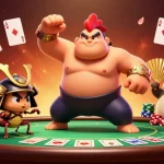 Experience thrilling moments at F168 with vibrant poker action featuring a powerful rooster and samurai cricket.