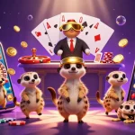 Experience the vibrant Go8 casino with meerkats engaging in thrilling gambling activities.