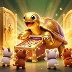 Engage in thrilling Luckywin casino action with this vibrant digital illustration showcasing a pinball tortoise.