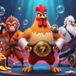 Experience the thrill of Nk88 with dynamic gaming elements and vibrant characters in a casino-themed scene.