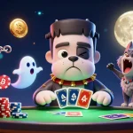 Play cards with au88's dynamic 3D characters in a vibrant casino atmosphere filled with crypto elements.