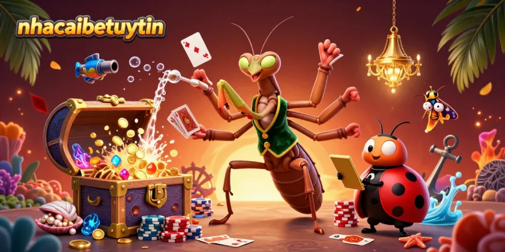 Experience thrilling casino games with nhacaibetuytin in a vibrant, dynamic 3D illustration.